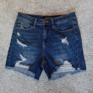 Judy Blue High Rise Distressed Denim Shorts